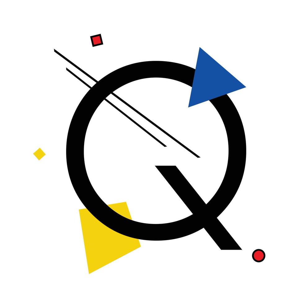 hoofdstad brief q gemaakt omhoog van gemakkelijk meetkundig vormen, in suprematisme stijl vector