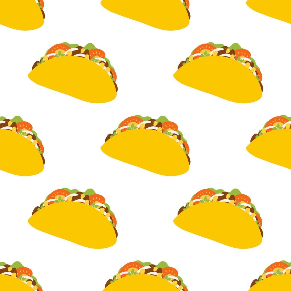 naadloos patroon met taco in vlak stijl. vector achtergrond met traditioneel Mexicaans voedsel, volk keuken, Latijns Amerikaans schotel