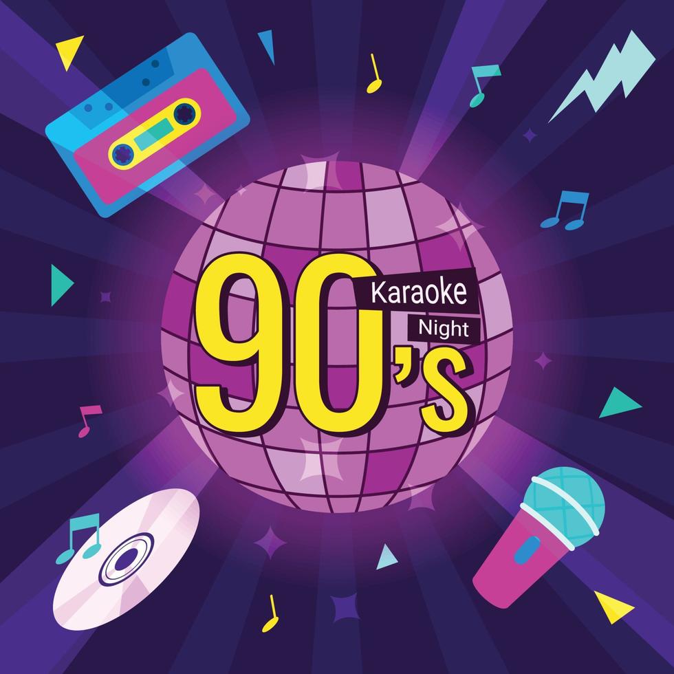 90s karaoke nacht partij uitnodiging vector