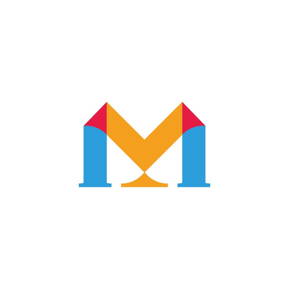 brief m kleurrijk mozaïek- gemakkelijk meetkundig logo vector