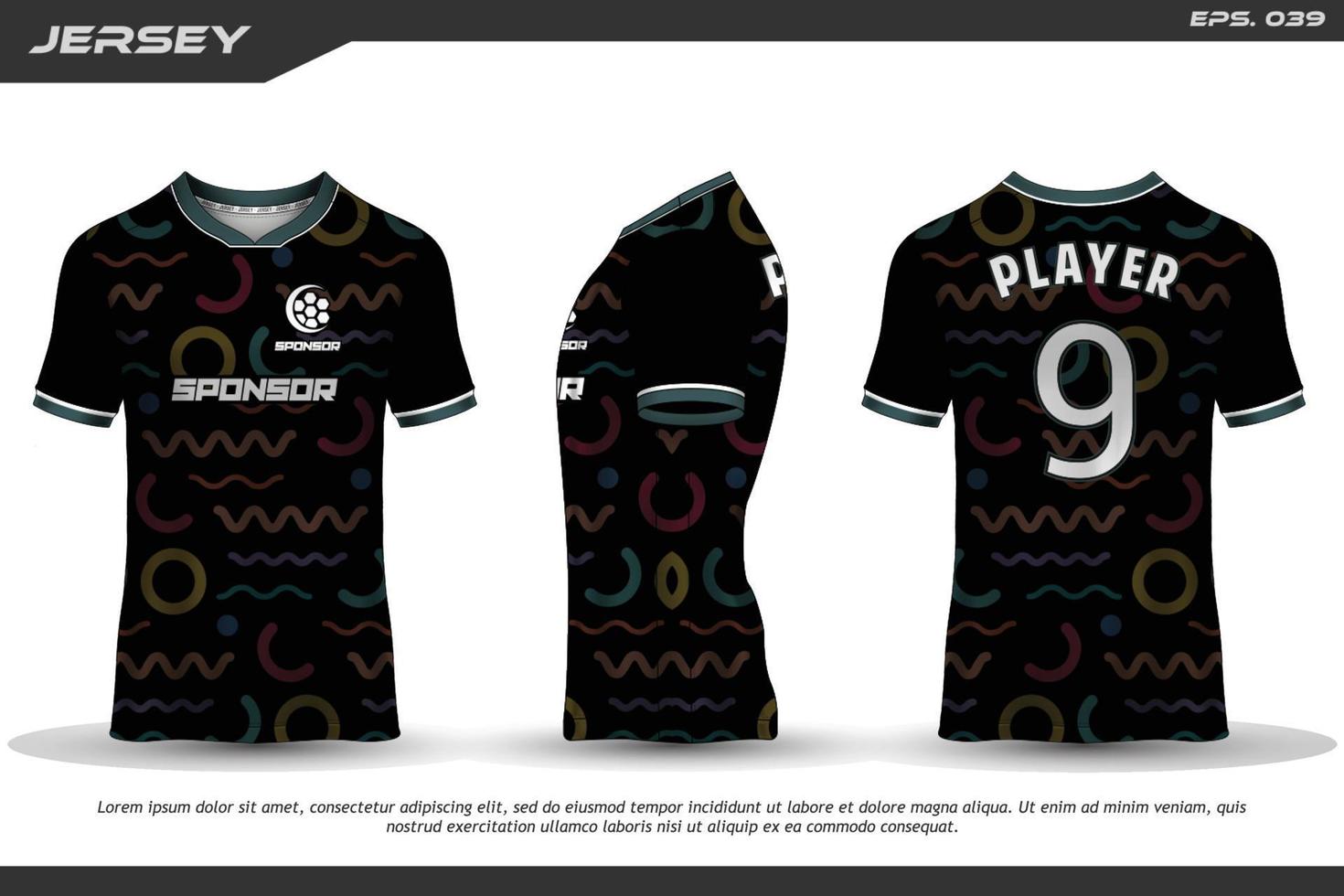 jersey ontwerp sublimatie t-shirt premium geometrisch patroon ongelooflijke vector collectie voor voetbal voetbal racen fietsen gaming motorcross sport