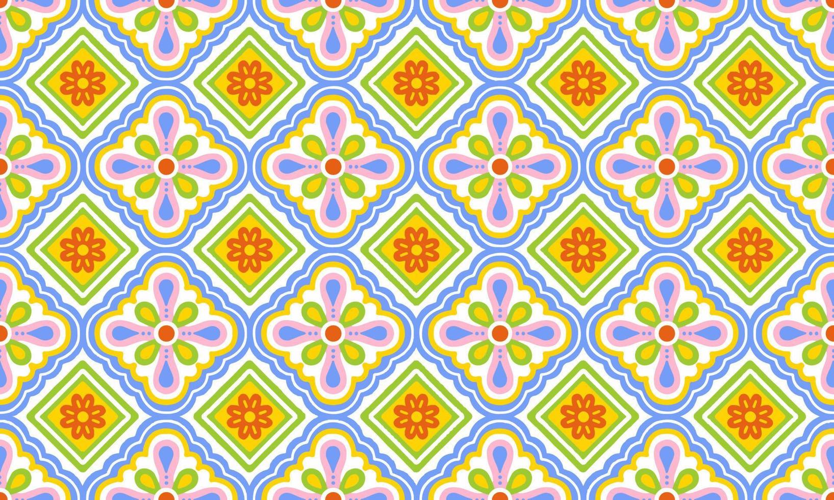 etnisch abstract achtergrond schattig pastel groen blauw bloem meetkundig tribal volk motief Arabisch oosters inheems patroon traditioneel ontwerp tapijt behang kleding kleding stof omhulsel afdrukken batik volk vector