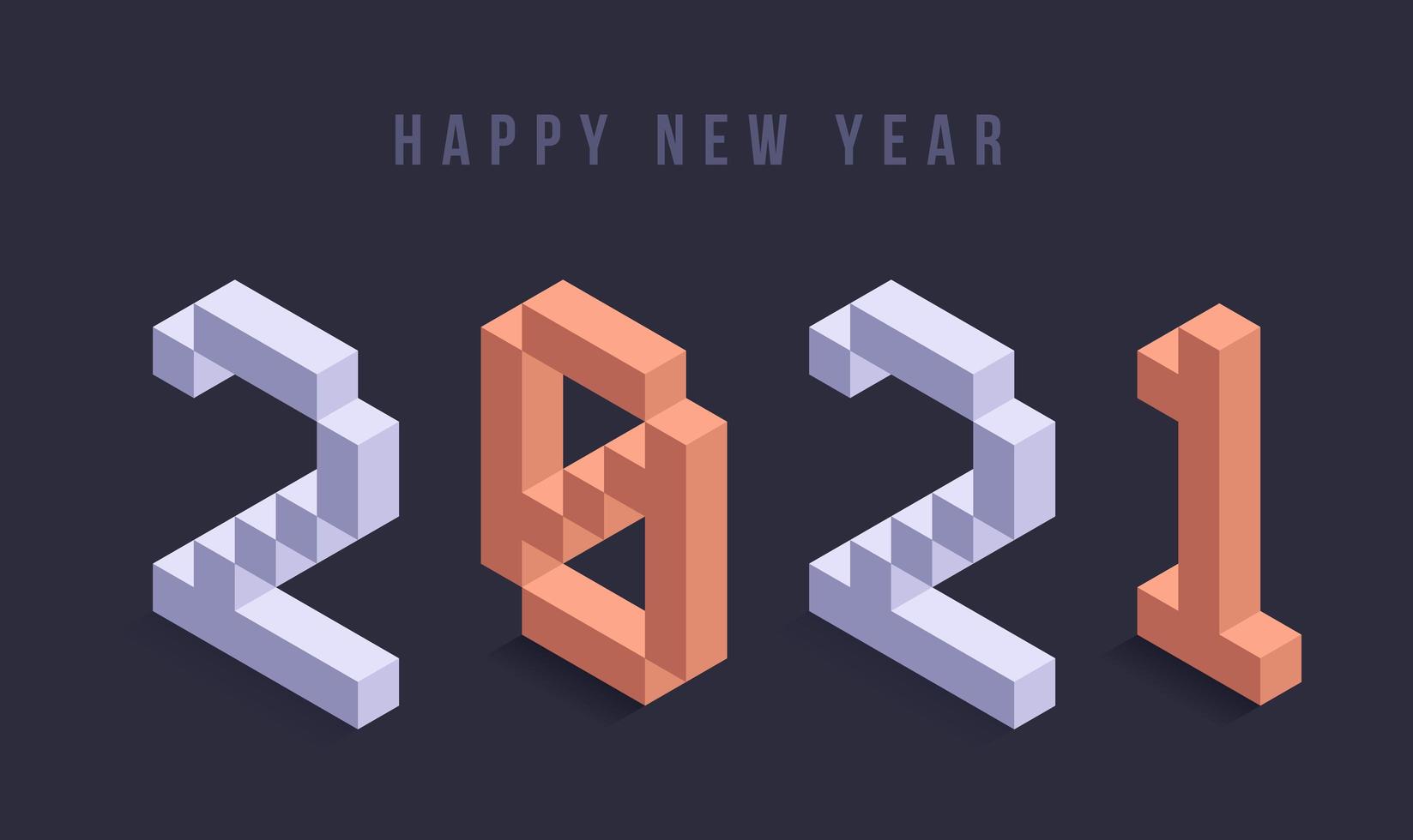 gelukkig nieuwjaar 2021 isometrische typografie vector