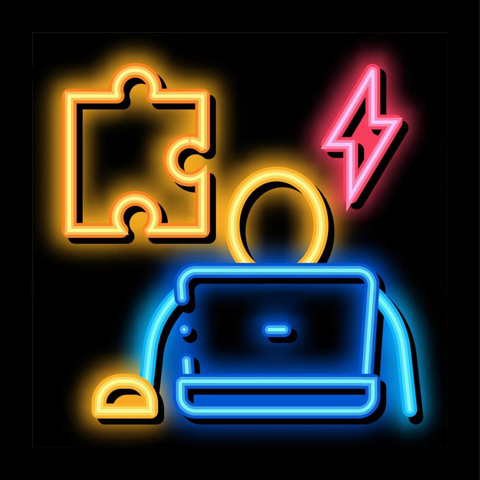 menselijk testen software neon gloed icoon illustratie vector