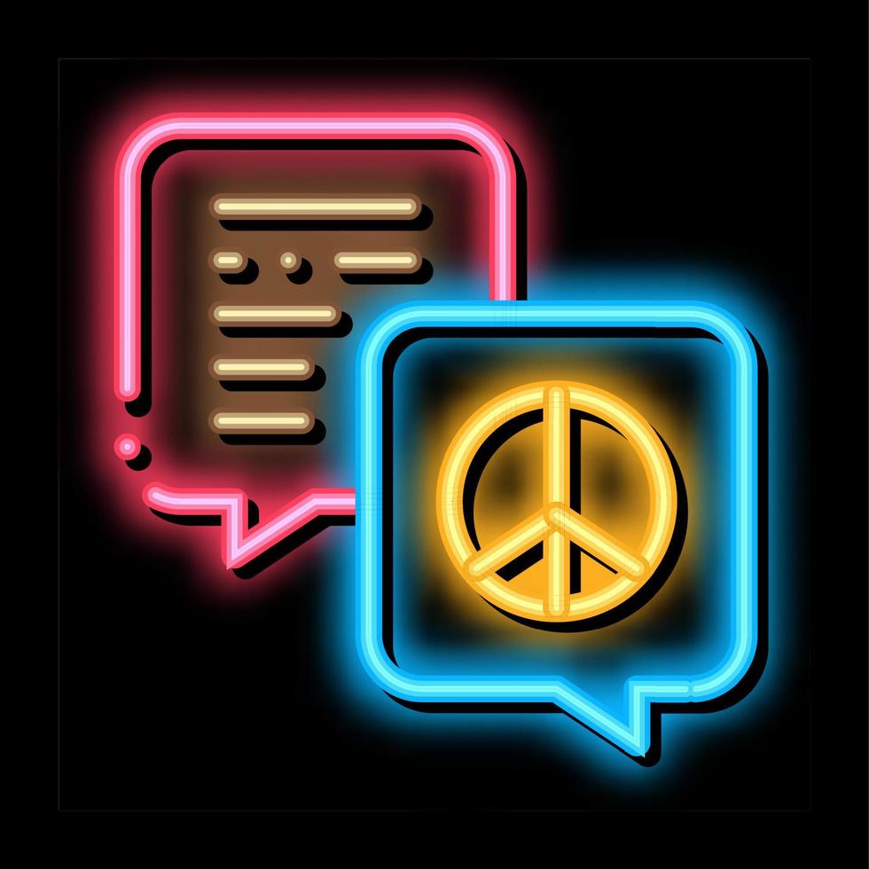 pratend over tolerantie en vrede neon gloed icoon illustratie vector