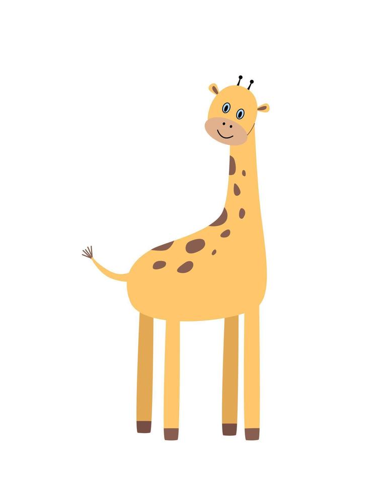 schattig tekenfilm giraffe karakter geïsoleerd Aan een wit achtergrond. kinderen vector illustratie.