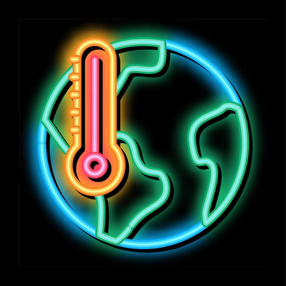 aarde temperatuur neon gloed icoon illustratie vector