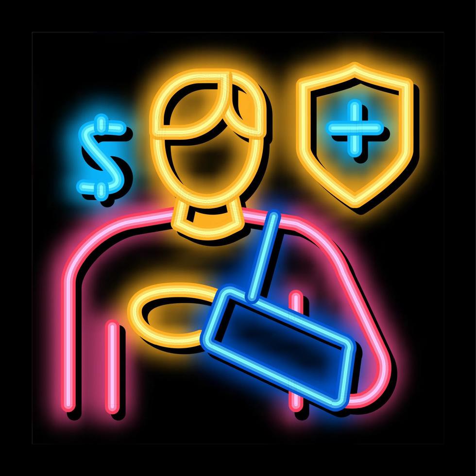 trauma verzekering neon gloed icoon illustratie vector