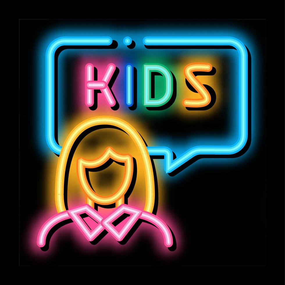 peuter- onderwijs leraar neon gloed icoon illustratie vector