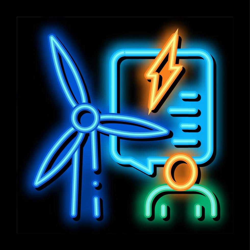 gedachte over voordelen van wind energie neon gloed icoon illustratie vector