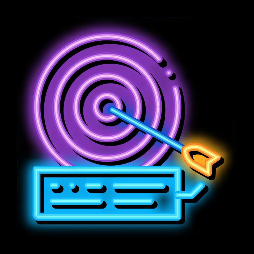 pijl raken doelwit neon gloed icoon illustratie vector