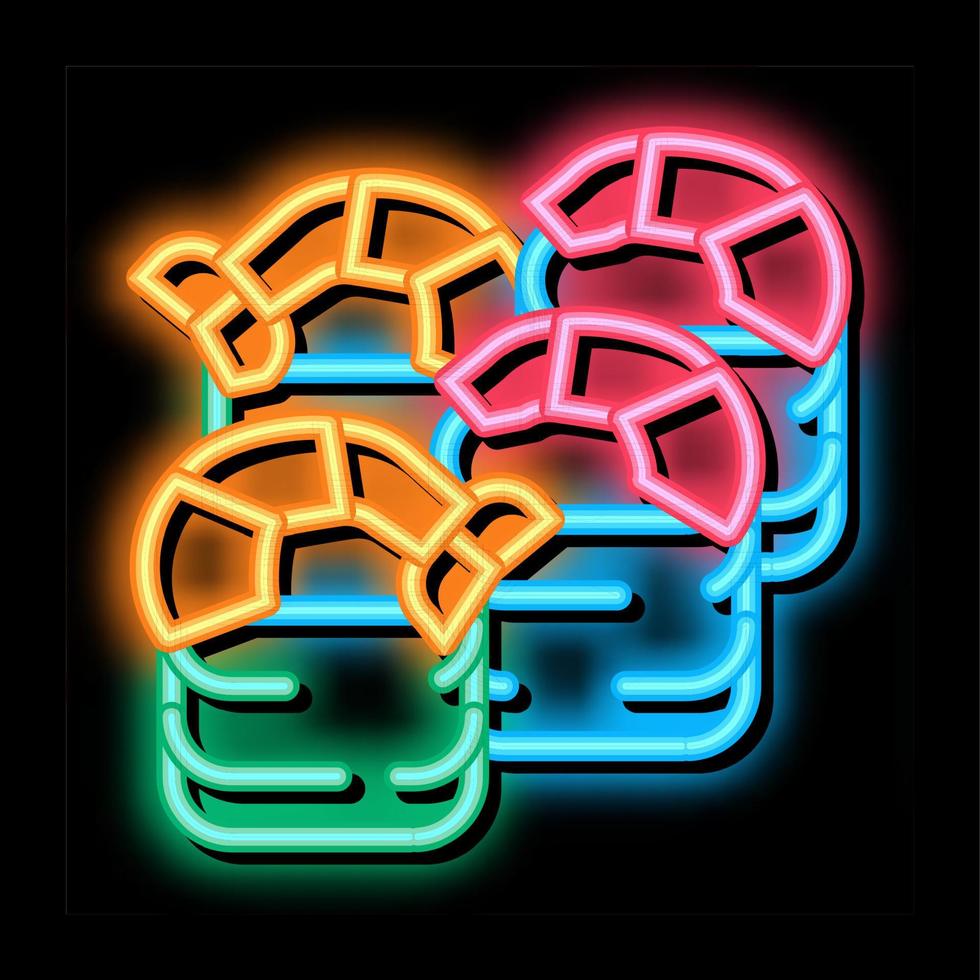 sushi rollen met garnaal neon gloed icoon illustratie vector