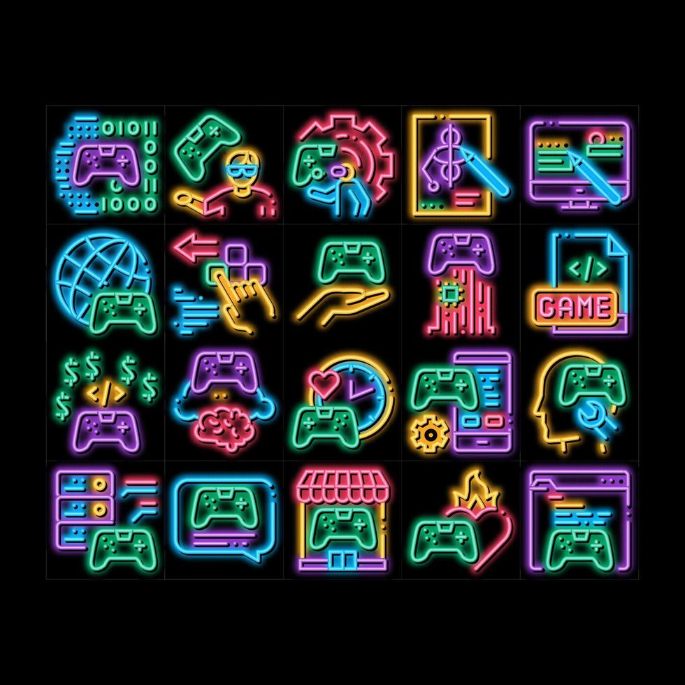 video spel ontwikkeling neon gloed icoon illustratie vector
