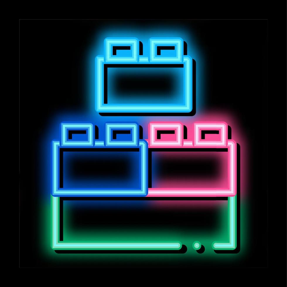 bouw blokken neon gloed icoon illustratie vector