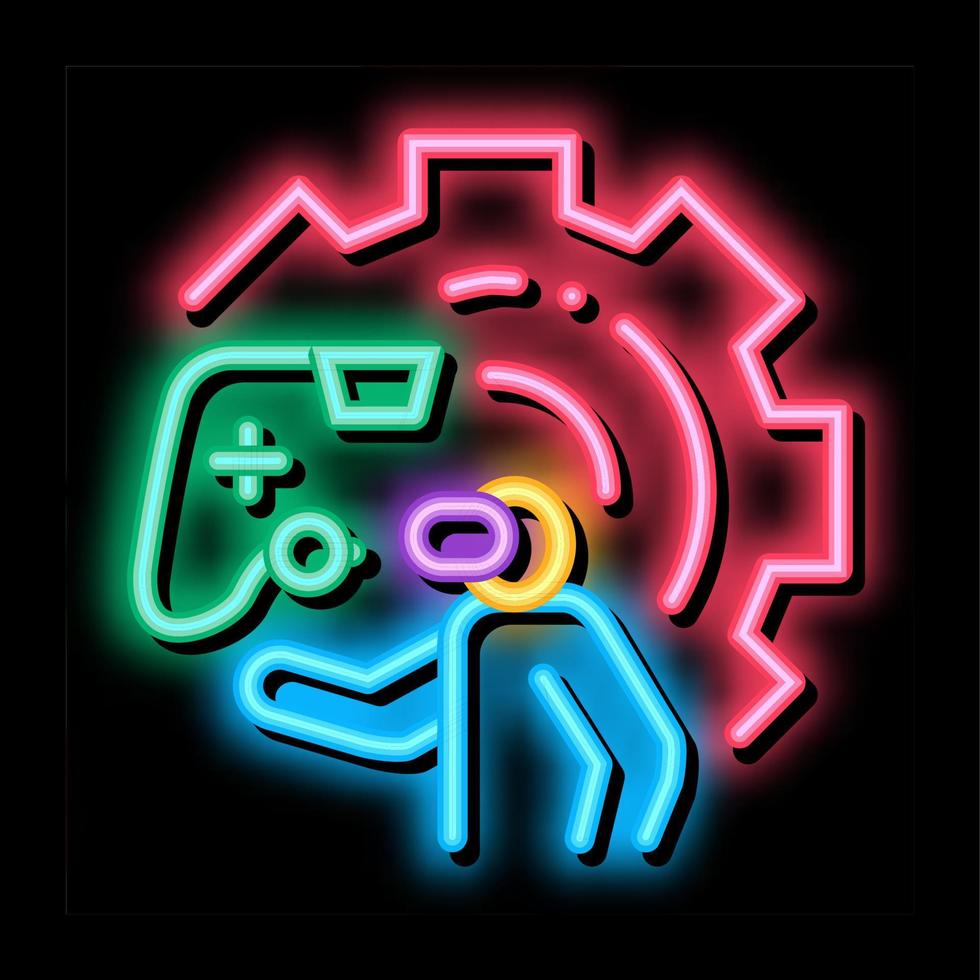 spel ontwikkeling en testen neon gloed icoon illustratie vector