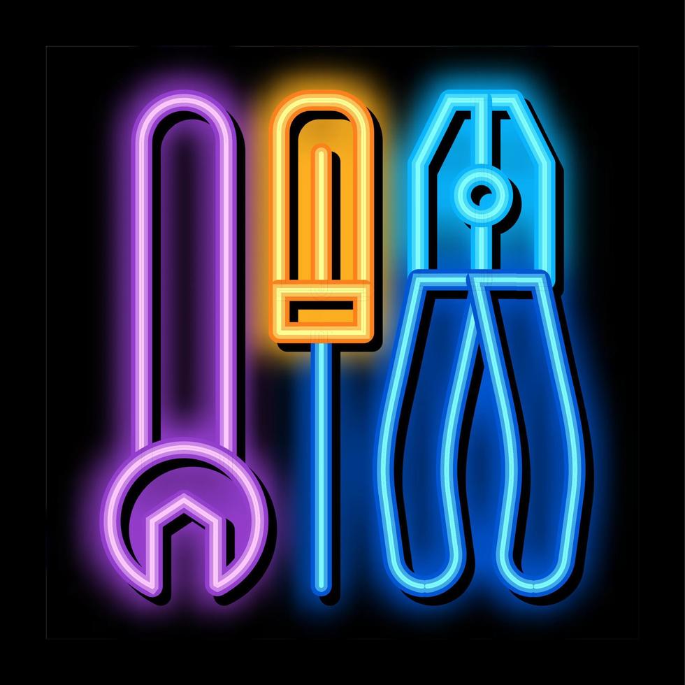 reparatie gereedschap neon gloed icoon illustratie vector