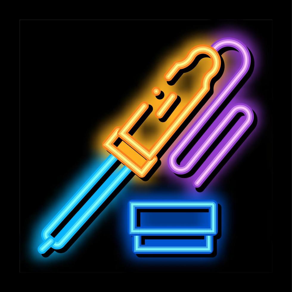 ijzer soldeer gereedschap neon gloed icoon illustratie vector