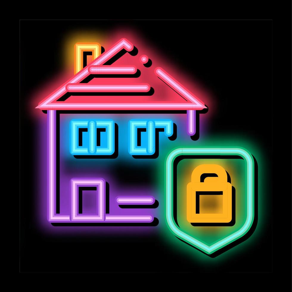 huis bescherming neon gloed icoon illustratie vector