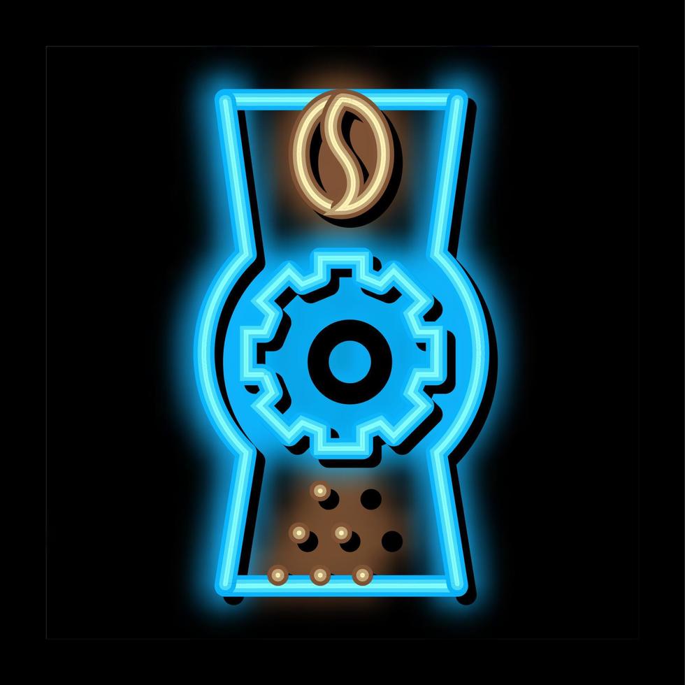 koffie Slijper mechanisme neon gloed icoon illustratie vector