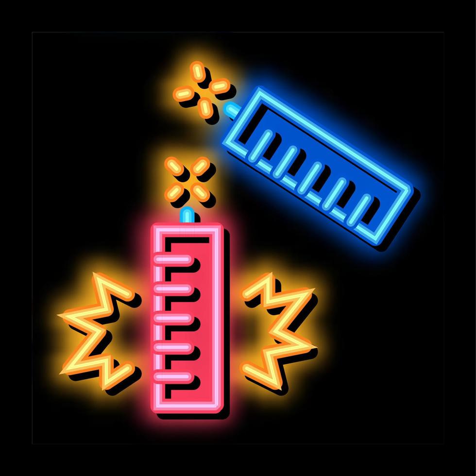 explosief vuurwerk neon gloed icoon illustratie vector