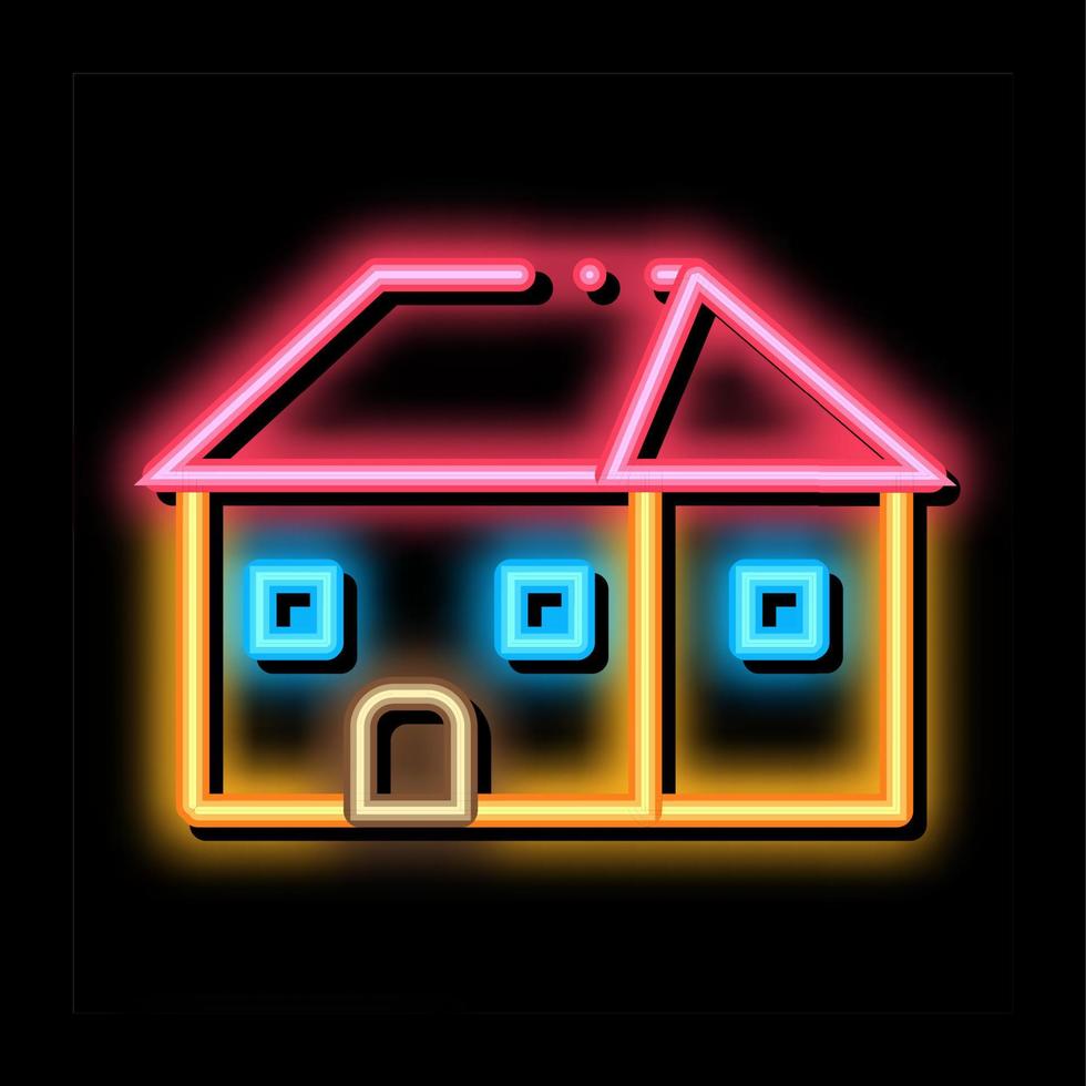 gebouw dak type neon gloed icoon illustratie vector