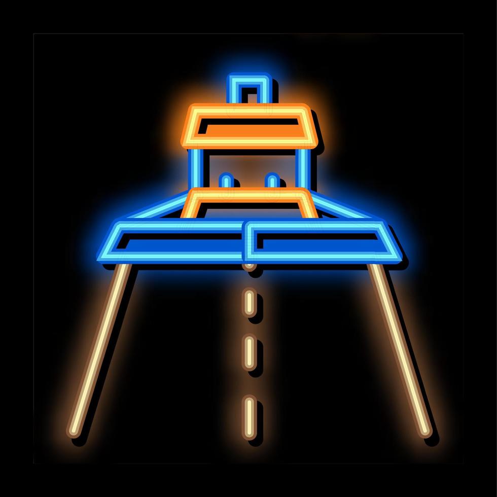 weg reparatie bestratingsafwerkmachine machine neon gloed icoon illustratie vector