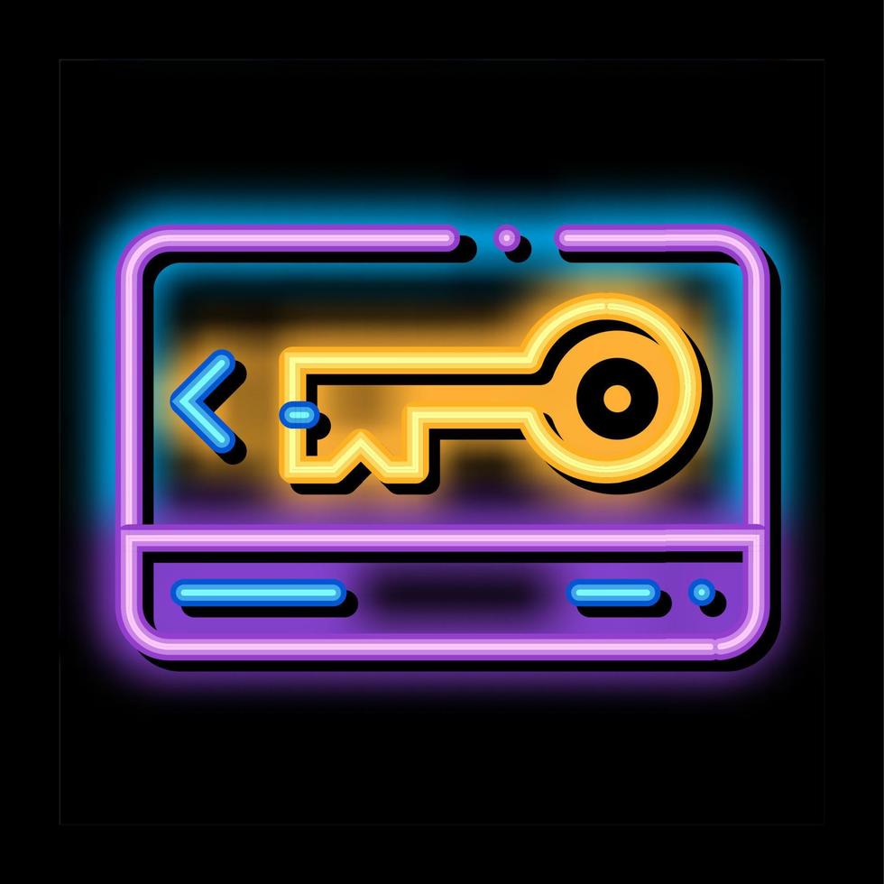 elektronisch kaart sleutel neon gloed icoon illustratie vector