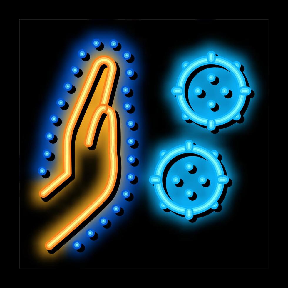 hand- hou op virussen neon gloed icoon illustratie vector