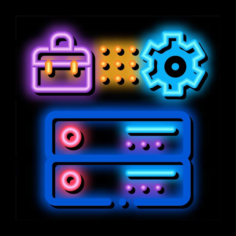 bedrijf geval uitrusting en kaarten neon gloed icoon illustratie vector