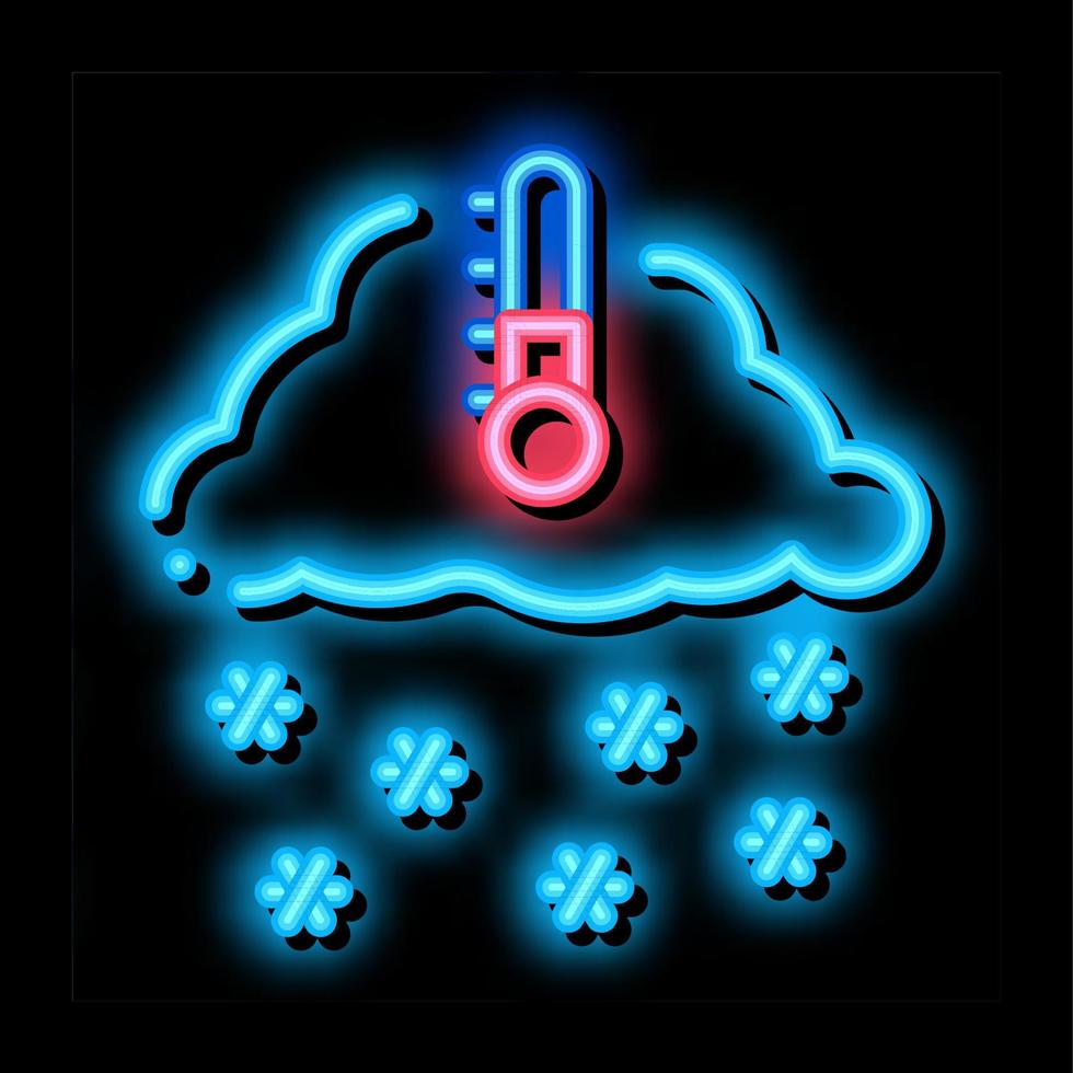 winter laag temperatuur en sneeuw neon gloed icoon illustratie vector