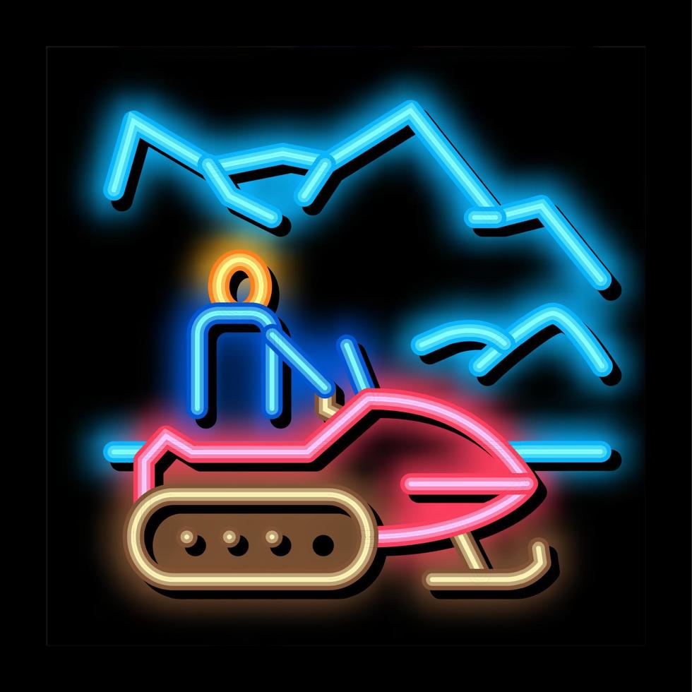 sneeuwscooter winter vervoer neon gloed icoon illustratie vector