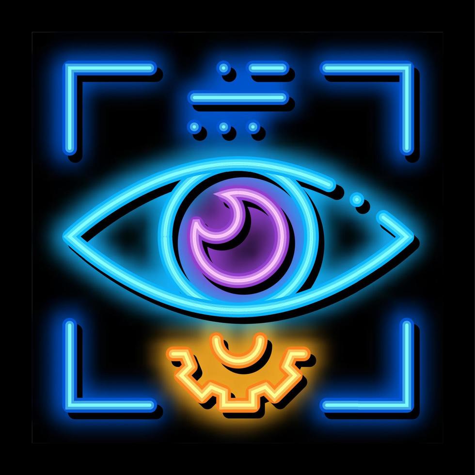 doel door oog analyse van realiteit neon gloed icoon illustratie vector