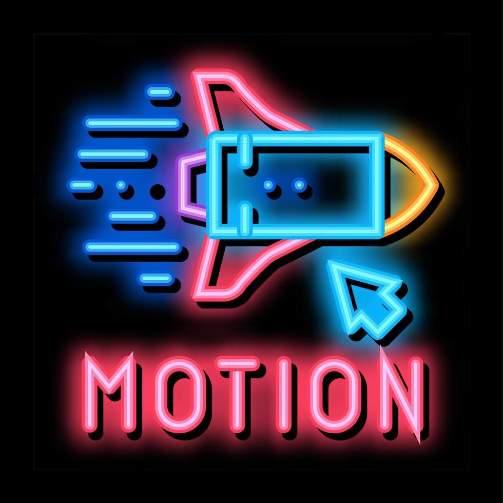 werk met raket voorwerpen in actie neon gloed icoon illustratie vector