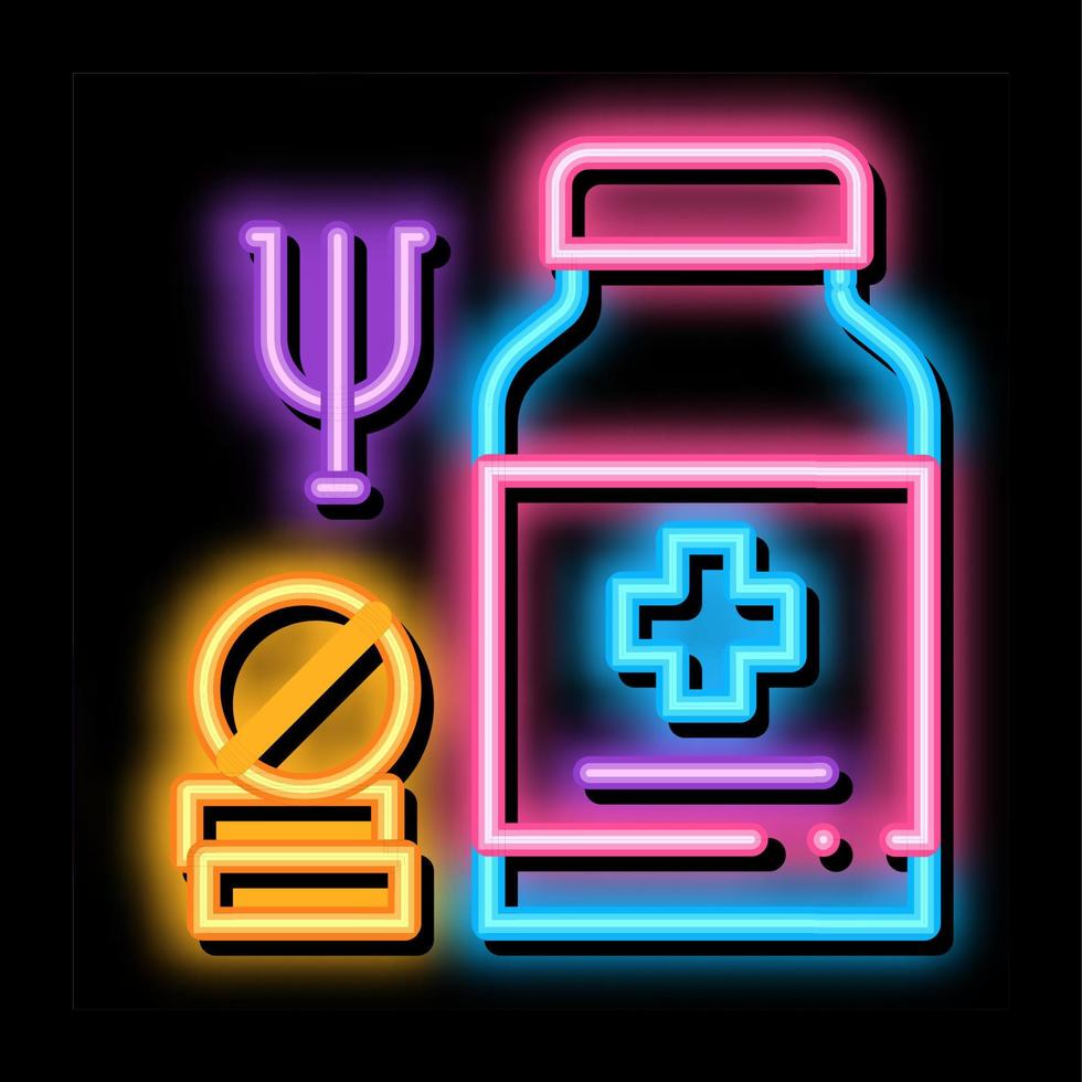 medisch pillen voor mentaal wanorde neon gloed icoon illustratie vector