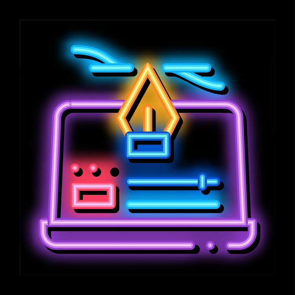 computer maker film instellingen neon gloed icoon illustratie vector