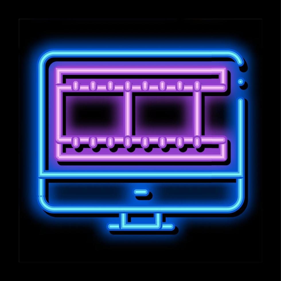 video tijdelijk plakband in computer neon gloed icoon illustratie vector