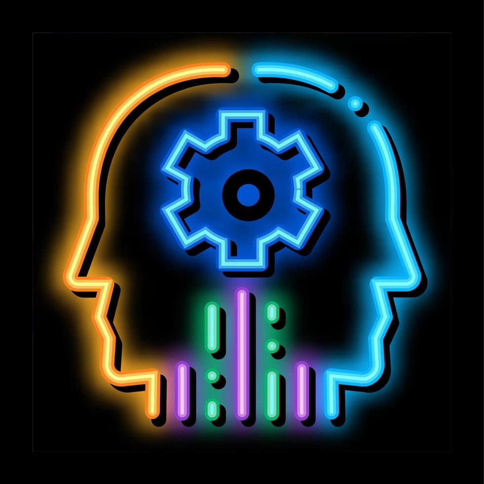 cerebraal halfrond instellingen neon gloed icoon illustratie vector