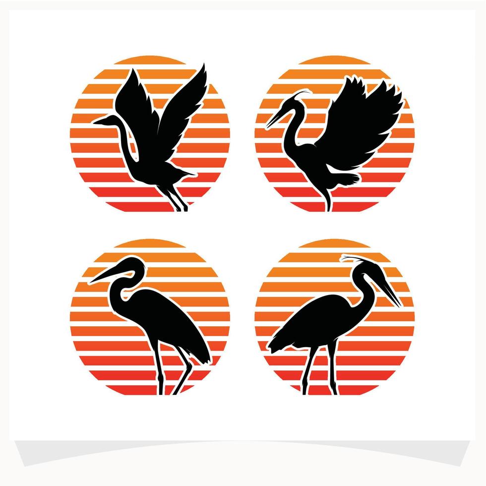 reeks van reiger logo ontwerp Sjablonen vector