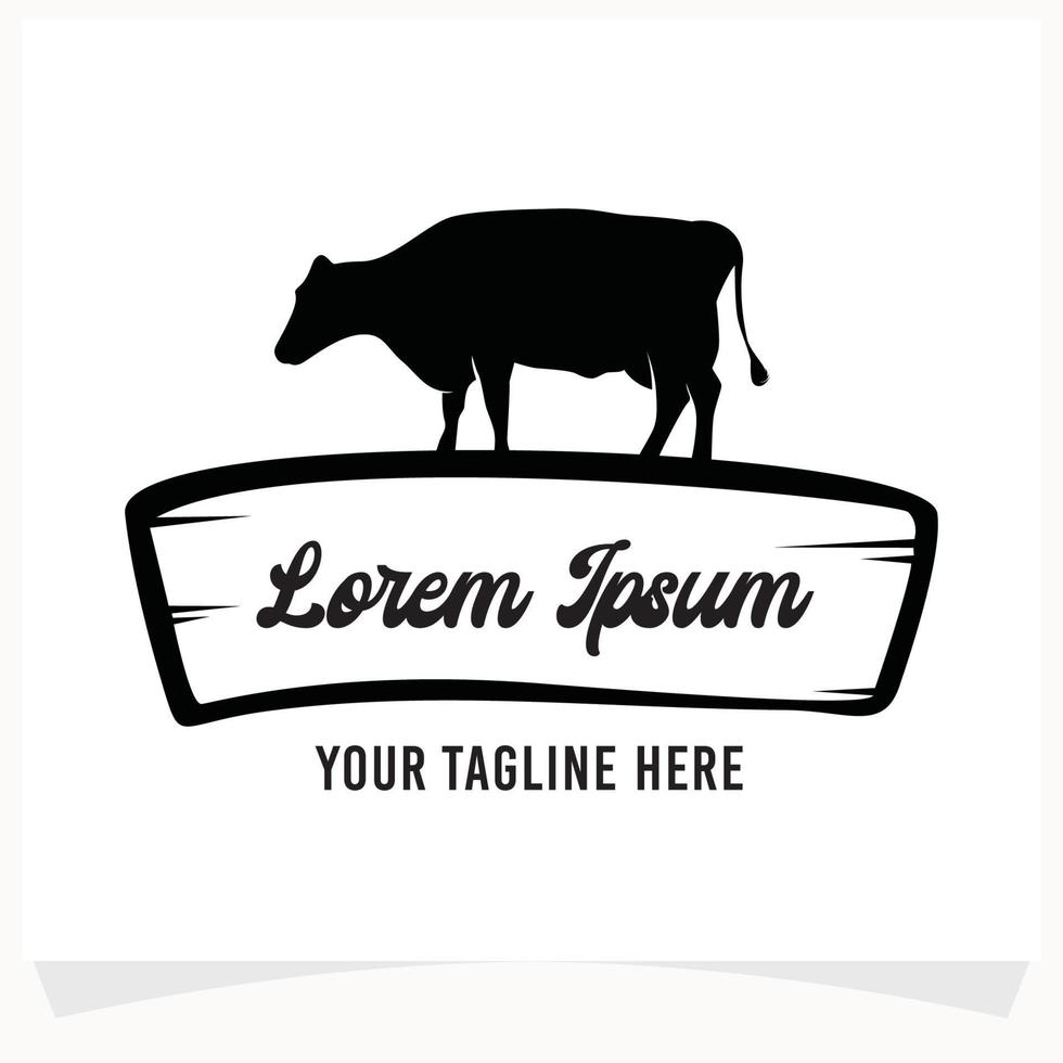 slagerij winkel logo ontwerp sjabloon. koe en vlees hakmes mes vector ontwerp.