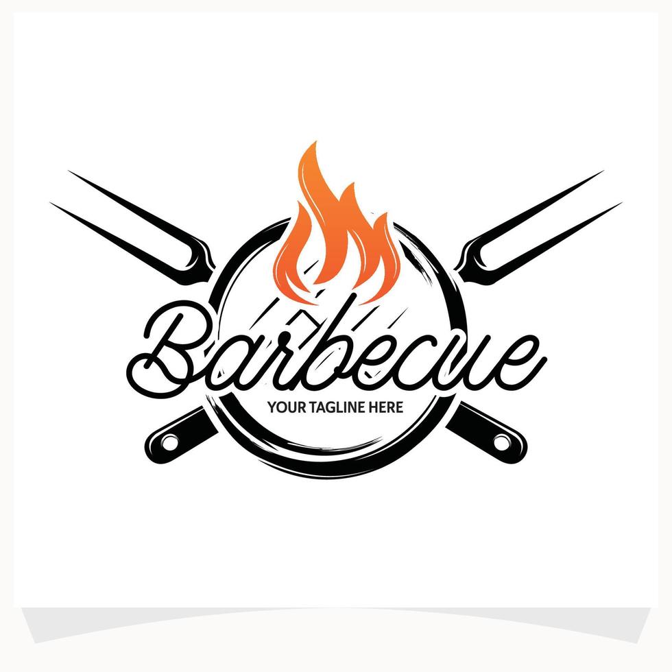 heet bbq steak rooster huis logo ontwerp sjabloon vector