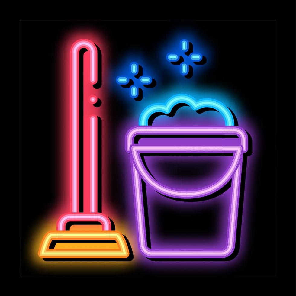 plunjer schoonmaakster neon gloed icoon illustratie vector