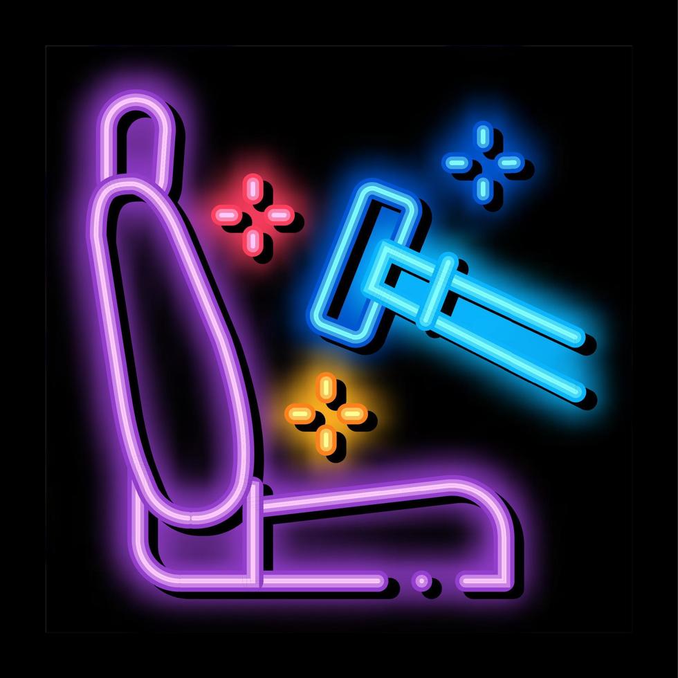 schoonmaak van stoelen in auto neon gloed icoon illustratie vector