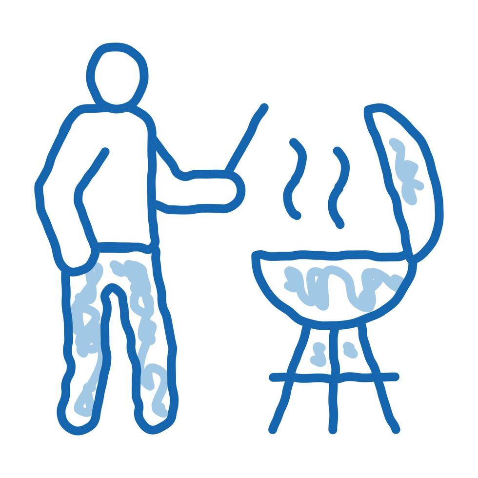 bbq Koken tekening icoon hand- getrokken illustratie vector