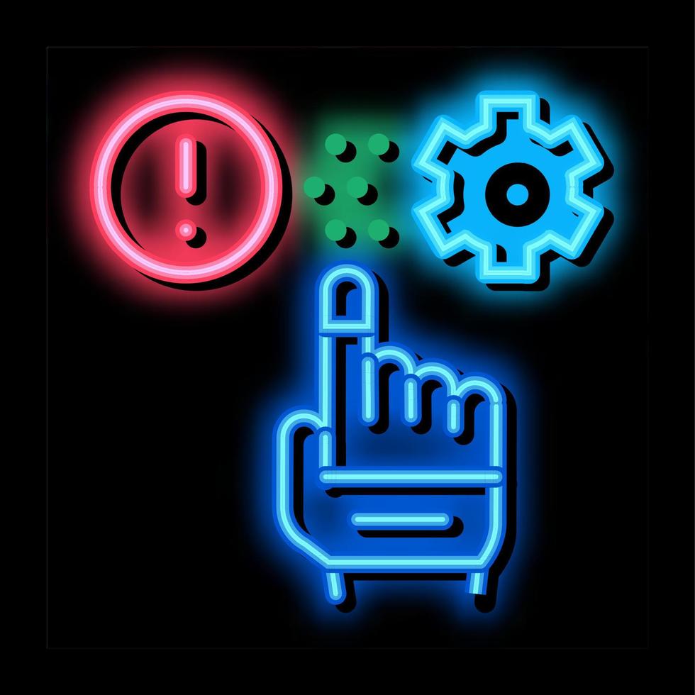 fout in geautomatiseerd instellingen neon gloed icoon illustratie vector