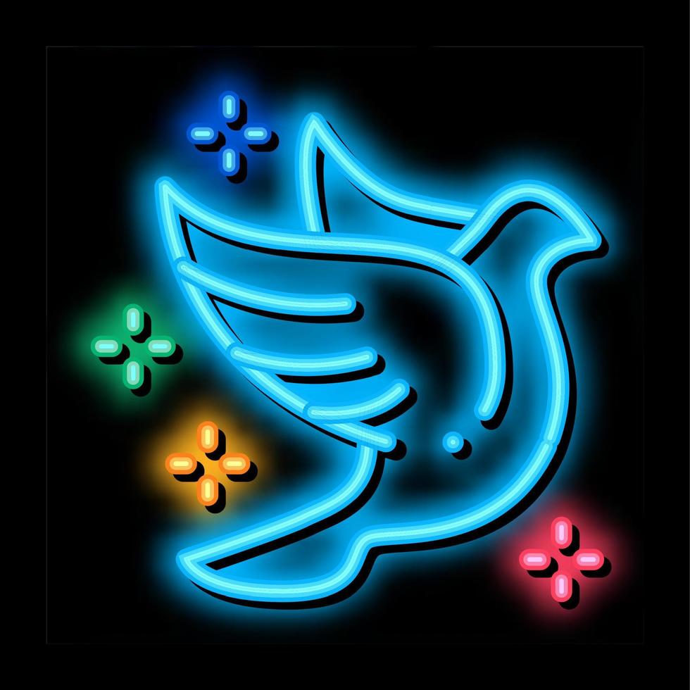 vliegend duif vogel sprankelend neon gloed icoon illustratie vector