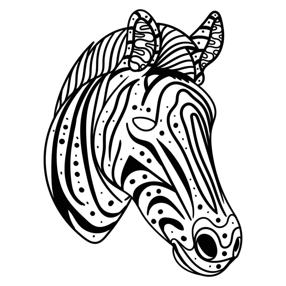 zebra hoofd kant positie mandala vector illustratie