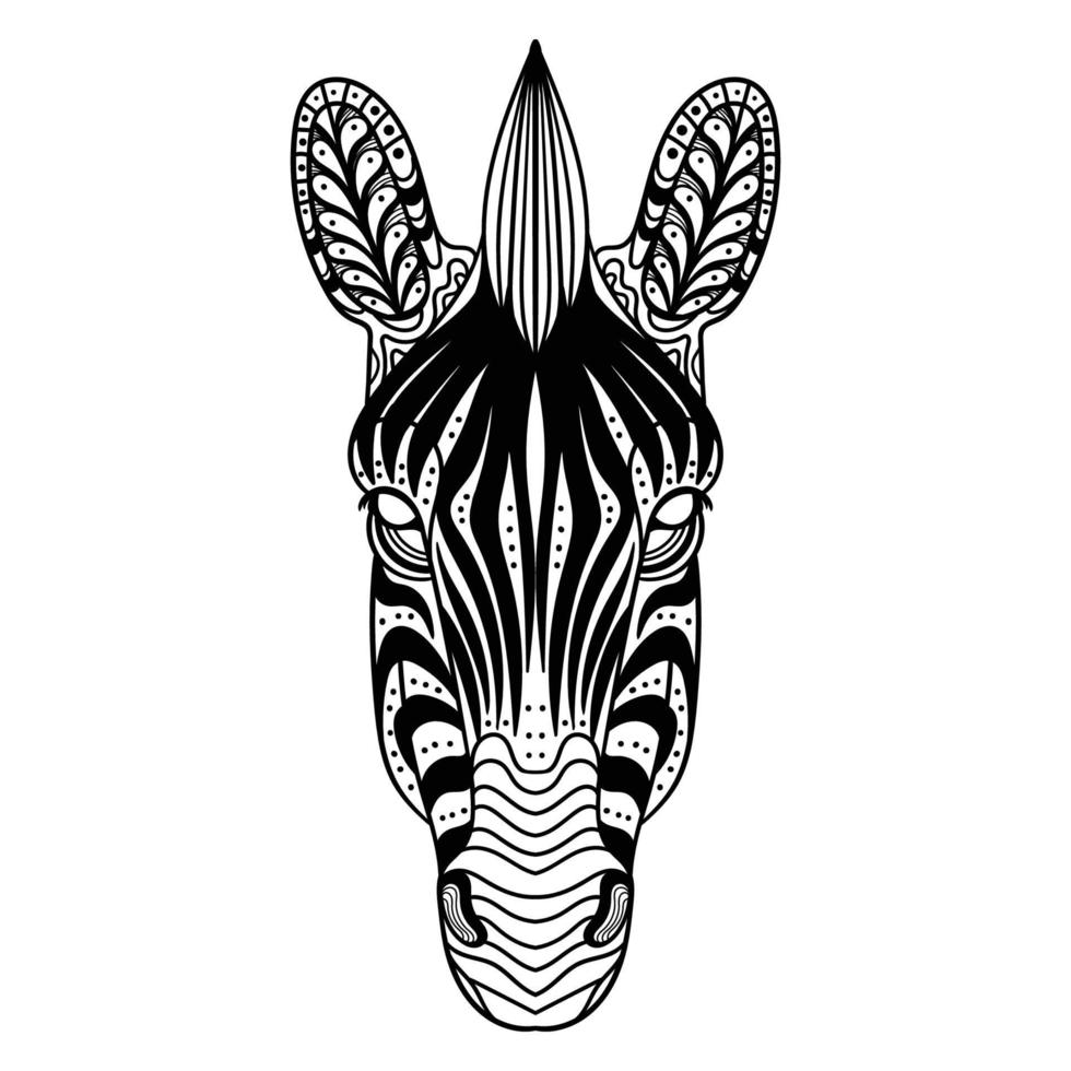 zebra hoofd mandala vector illustratie