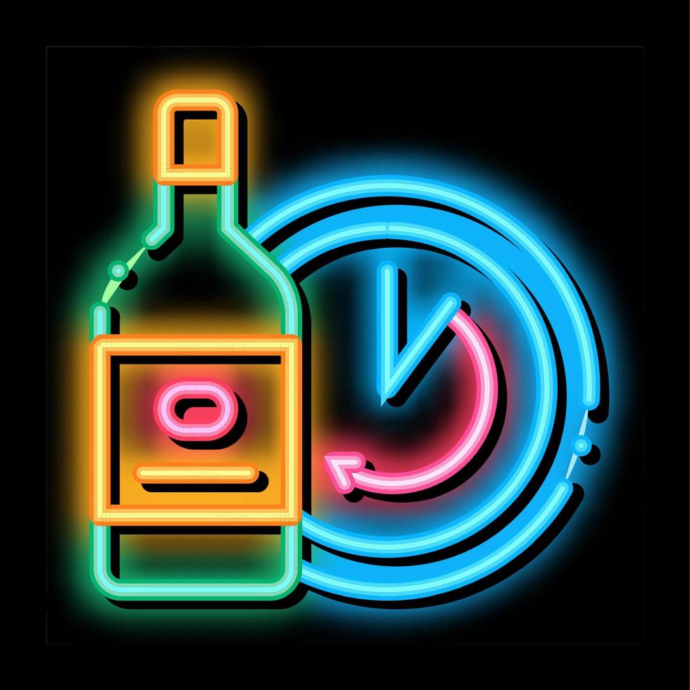 tijdelijk veroudering van wijn neon gloed icoon illustratie vector