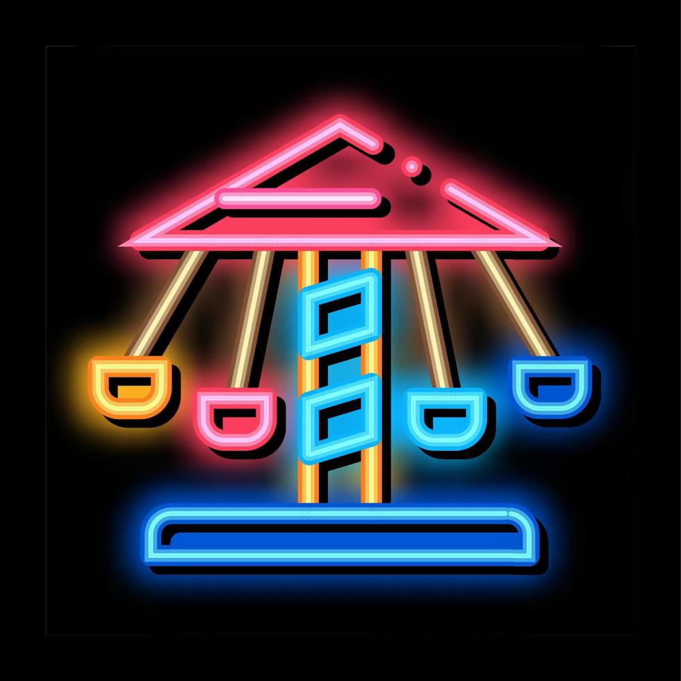 kinderen carrousel neon gloed icoon illustratie vector