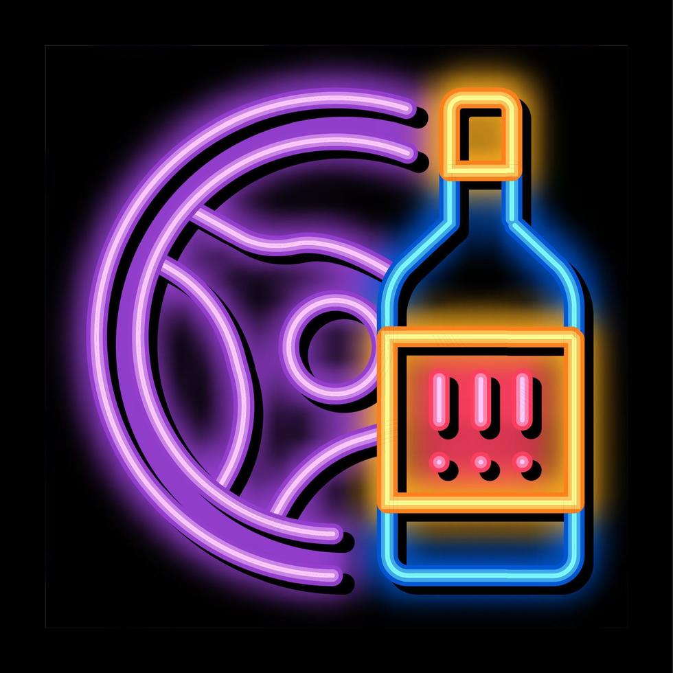 dronken het rijden neon gloed icoon illustratie vector